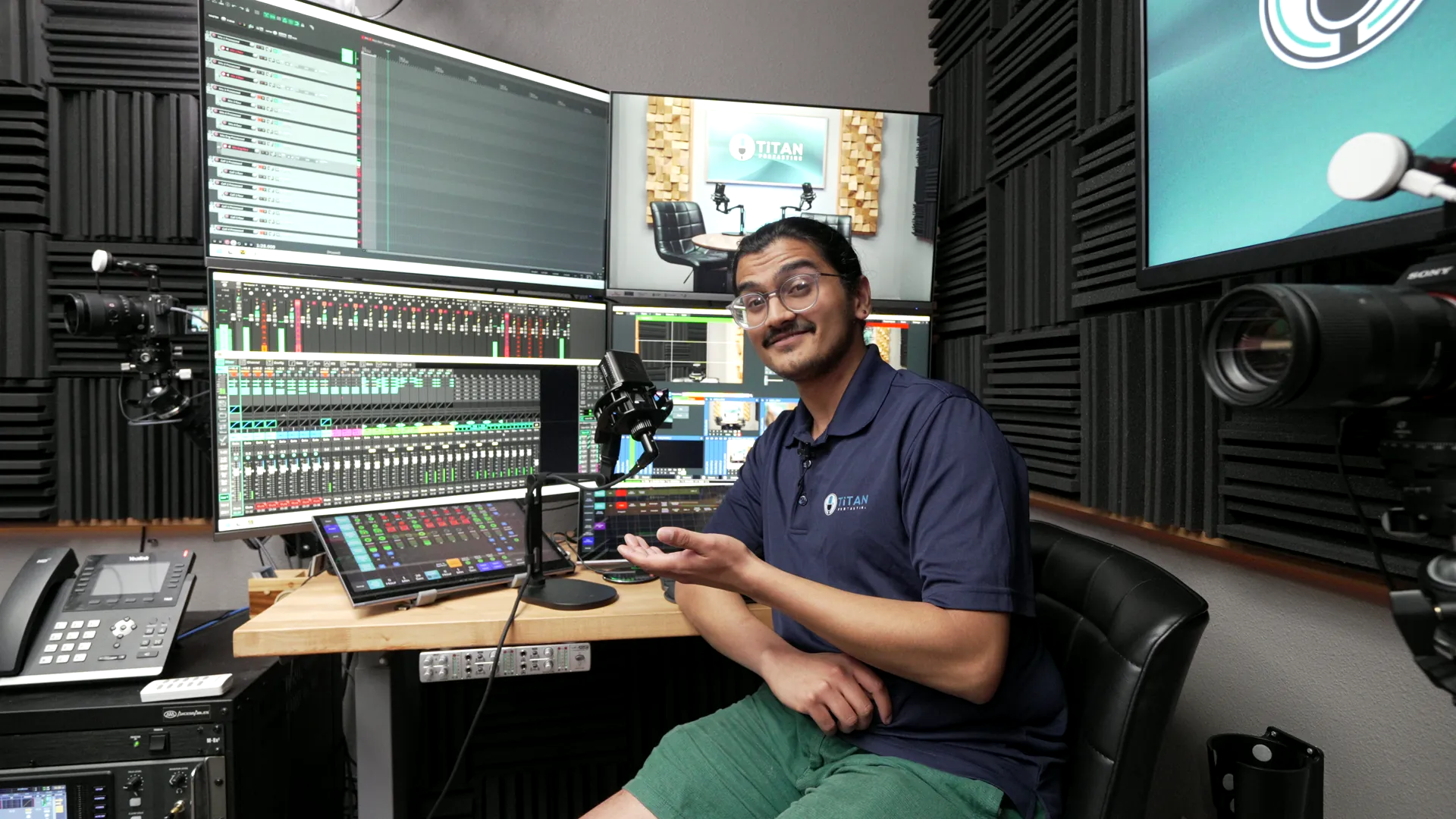 Raul Patel operating the Titan Podcasting production controls